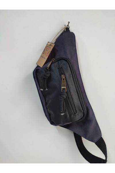 street&bagdnz Geantă de talie din piele neagră Geantă de talie cu 3 compartim...