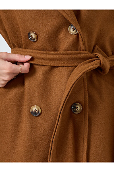 Styli Brown Double Breasted Wool Like Coat