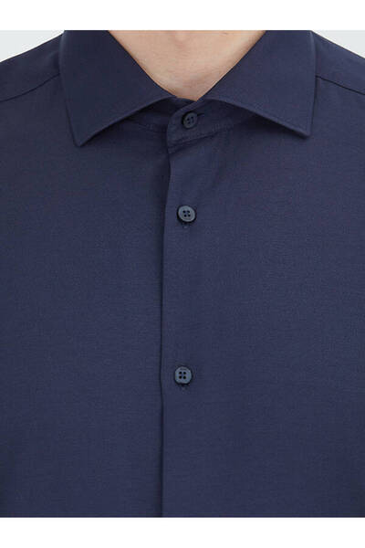 Kip Navy Blue Plain Regular Fit Woven Classic Cotton Blended Shirt