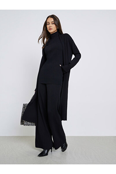 Styli Set of 3 - Ribbed Knit Top, Cardigan and Pants