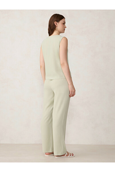 Outzidr By Styli Green Solid Waistcoat and Trousers Co-Ords