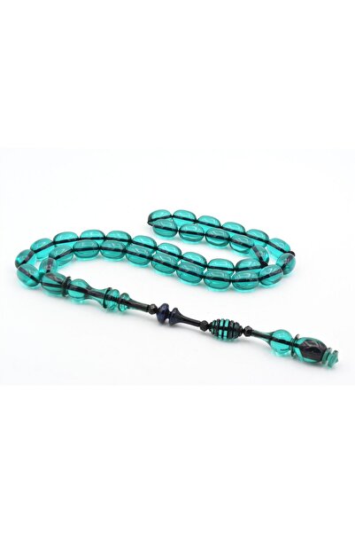 Murty99 Master Crafted Şenalp Model Capsule Cut Blue Crimped Amber Prayer Beads