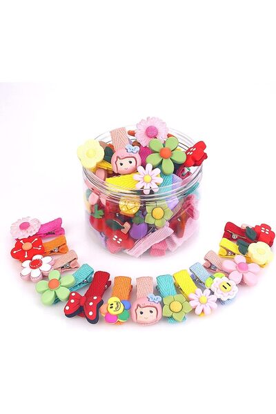 Bukela Girls' Hair Clips - 26 Colorful Flower, Animal, Fruit & Rainbow Clips