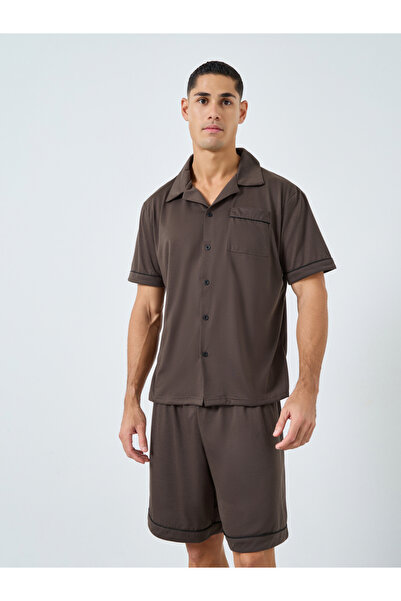 Styli Men Relaxed Fit Solid Shirt and Shorts Set