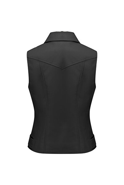 Take Two By Styli Black Cropped Biker Vest Jacket