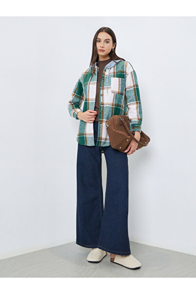 Take Two By Styli Checked Button Front Hooded Shacket