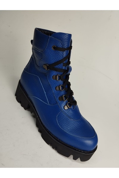 Lucciola Women's Genuine Leather Eva Sole Blue Floater Boots
