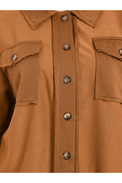 Take Two By Styli Solid Suede Pocket Detail Button Front Jacket