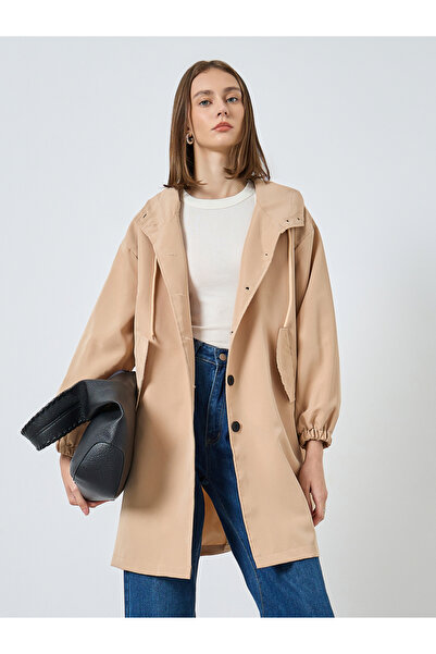 Styli Beige Oversized Longline Utility Jacket