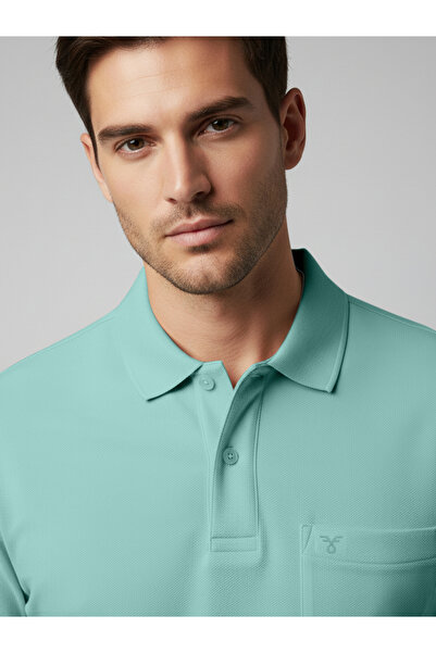 FERVORO By Styli Men Green Cotton Polo with Pocket