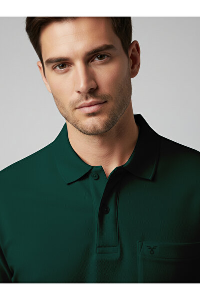 FERVORO By Styli Men Green Cotton Polo with Pocket