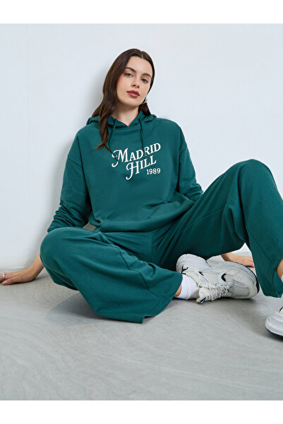 Styli Dark Green Regular Fit Longline Hoodie and Joggers Co-Ords