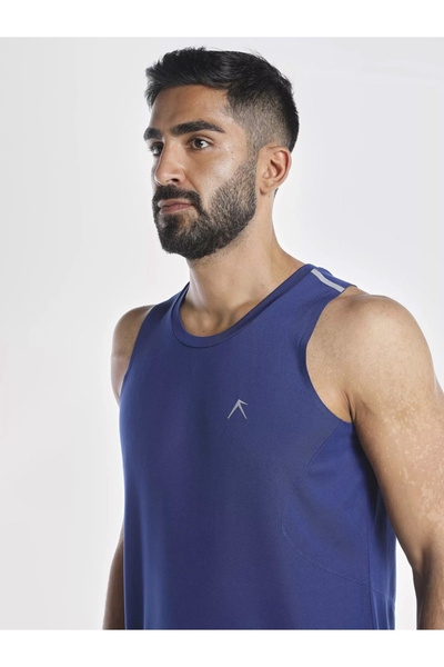 Wizard By Styli Men Blue Vent Wizardry Solid Round Neck Tank T-Shirt