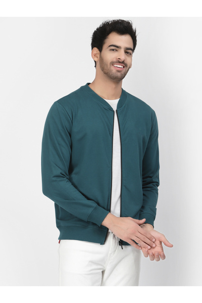 PAUSE By Styli Men Teal Regular Fit Zip-Up Jacket