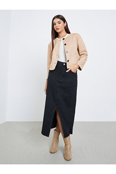 Styli Beige Button-Front Jacket