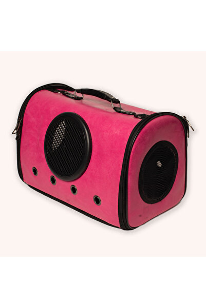 PisiMall Eco-leather pet carrier bag, dark pink, 40 x 31 x 22.5 cm