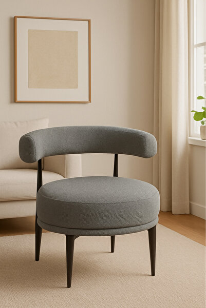 Ebticar Dark Grey Fabric Lounge Chair – Minimalist Modern Comfort