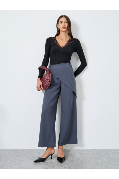 Take Two By Styli Black Lace Trim Long Sleeve Top