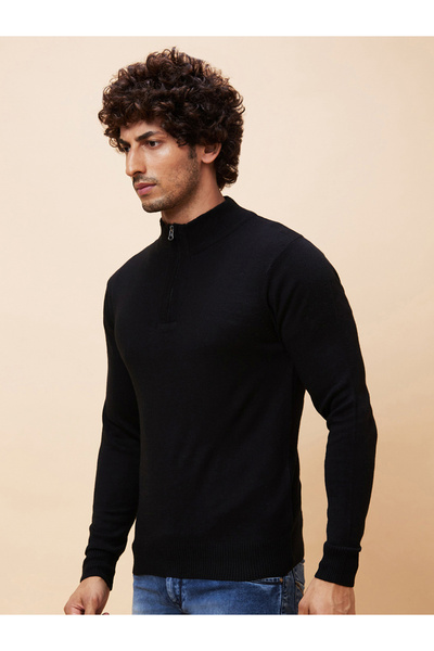 Globus By Styli Men Black Pure Acrylic Pullover
