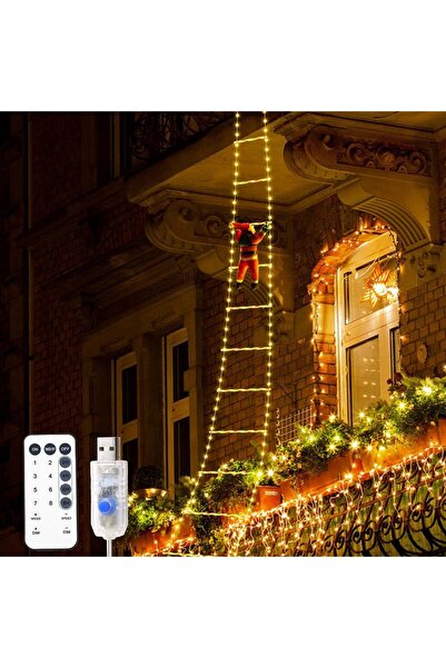 Morvena Picks Lumină LED suspendată tip scară Moș Crăciun, decorațiune de Cră...