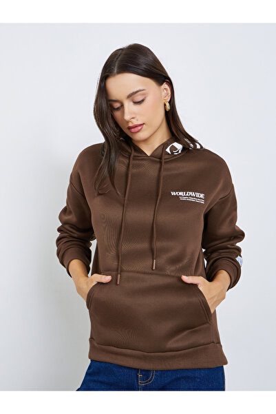 Styli Longline Printed Hoodie with Front Pocket