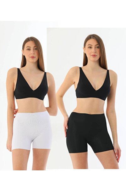 GECKO COLLECTION γυναικείο κολάν με κοπή λέιζερ κοντό κολάν 2 τεμάχια