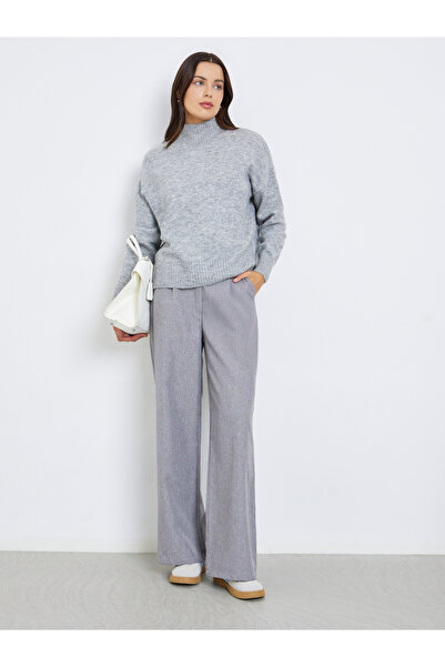 Styli Grey Mock Neck Knit Sweater
