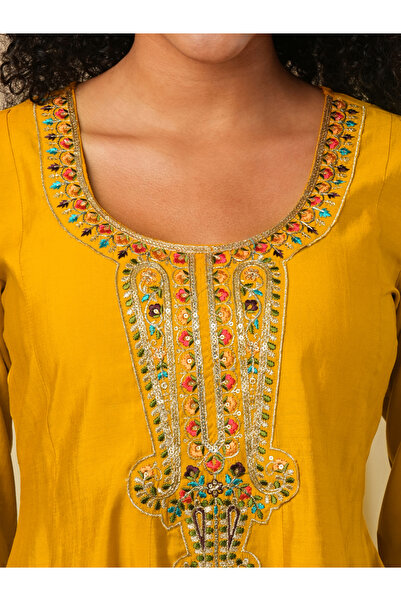 Globus By Styli Sequined Embroidered Yoke Peplum Top and Dhoti Pants Fusion Co-Ords