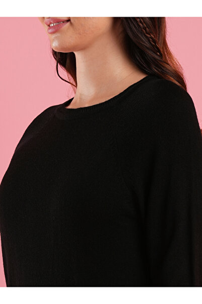 Globus By Styli Women Black Round Neck Ribbed High Sweater