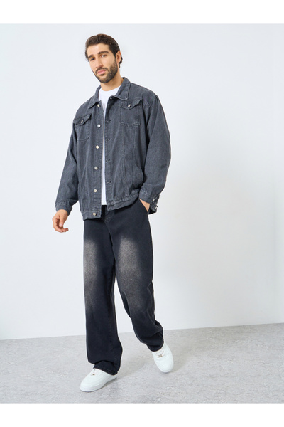 Styli Men Oversized Denim Jacket with Pockets