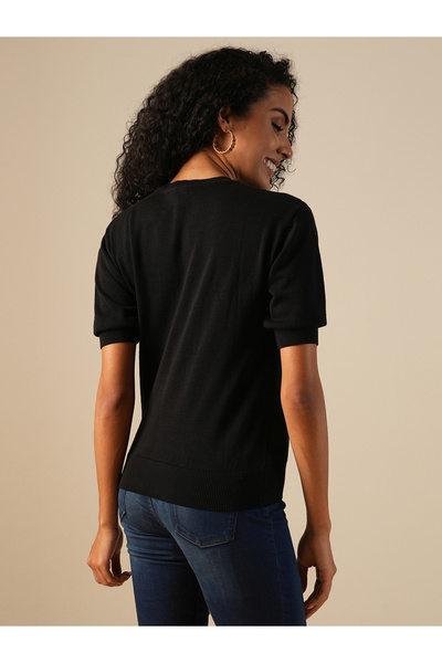 Globus By Styli Women Black Round Neck Knitted Sweater