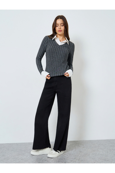 Styli Grey Long Sleeve Knit Top