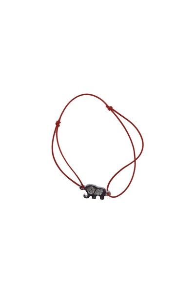 Jolie Silver Brățară reglabilă cu șnur, argint 925, elefant cu pietre, argint...