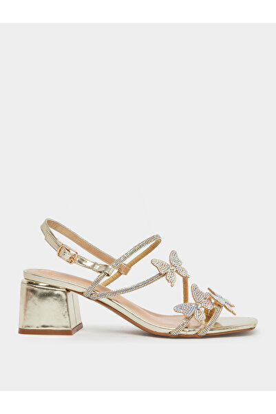 Styli Embellished Butterfly Block Heel Sandals