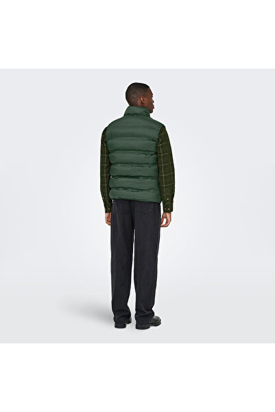 Only & Sons Only&Sons Union Seamless Life Puffer Men's Khaki Mock Neck Vest