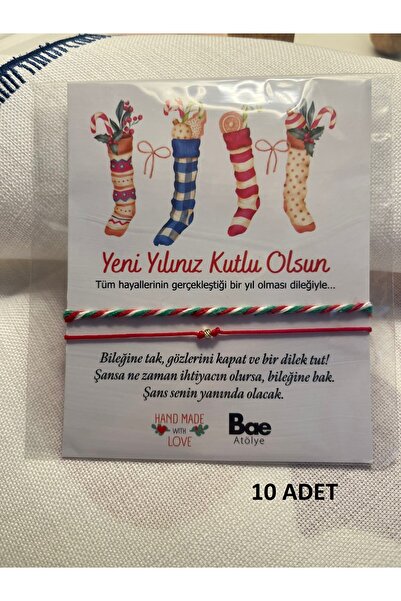 BAE ATOLYE 10 ADET Yeniyıl Hediyesi Dorika Kırmızı İp Ve Kırmızı-beyaz yeşil ...