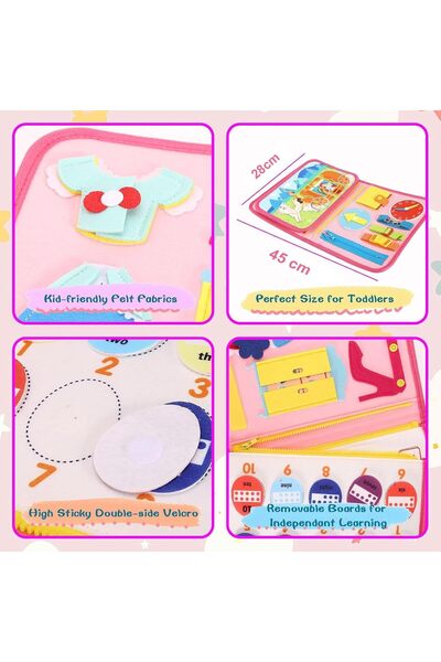 Genericc Kncevren Montessori Felt Activity Board Quiet Book for Girls (3+ yrs), Portable