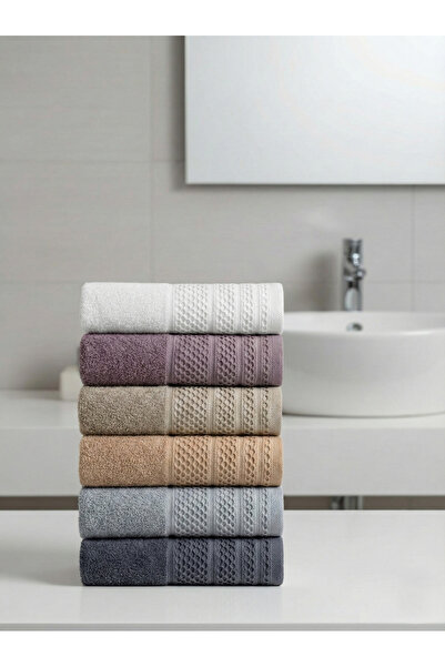VİENNA Set of 6 Cotton 50X90 cm Soft & Absorbent Hand and Face Towels