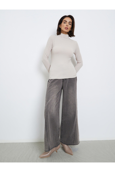 Styli Grey Textured Cable Knit Top