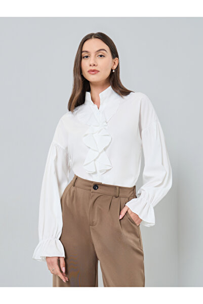 Take Two By Styli Front Ruffle Detail Long Sleeve Shirts
