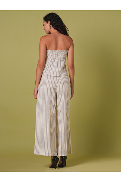 Globus By Styli Striped Bandeau Top and Wide Leg Trousers Co-Ords