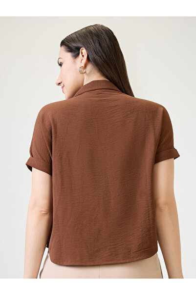 Globus By Styli Brown Short Sleeve Top