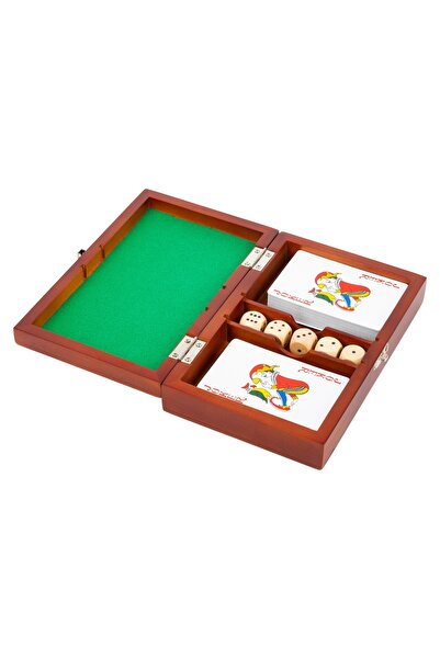 Small Foot Card and Dice Game Set – 2 Decks + 5 Dice, Premium Box with Green Play Surface, 19 cm