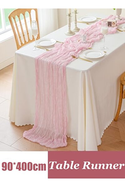 Generic Table Runner 90 x 400cm Cheesecloth Table Runner Table Cover Romantic Table Decor Centerpieces