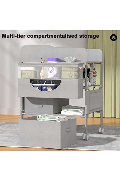 Gogoya Portable Foldable Baby Diaper Changing Table – Height-Adjustable with Safety Strap and Larg