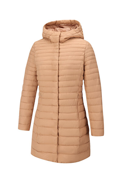 Take Two By Styli Beige Longline Puffer Coat with Hood