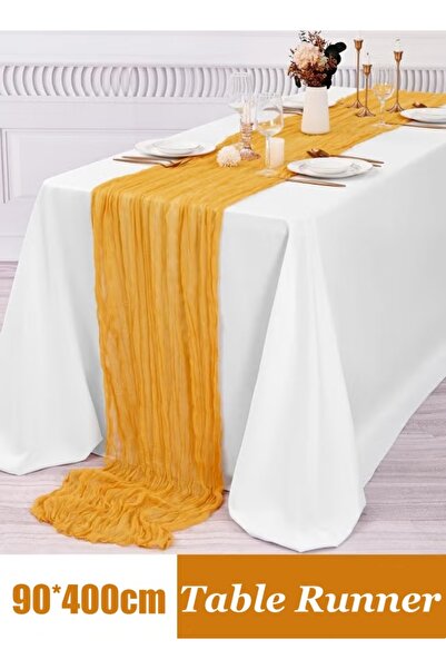 Generic Table Runner 90 x 400cm Cheesecloth Table Runner Table Cover Romantic Table Decor Centerpieces