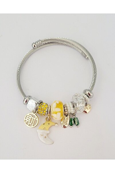 Özce نموذج القمر والخرز سحر سوار الصلب