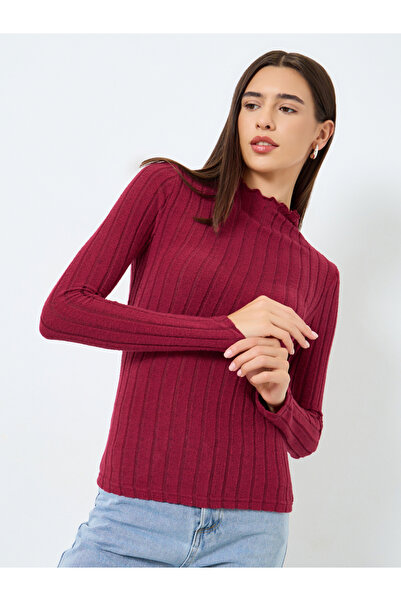 Take Two By Styli High Neck Long Sleeve Ribbed Knit Top