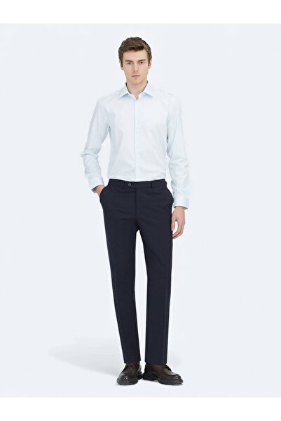 Kip Dark Blue Plain Slim Fit Woven Classic 100% Cotton Shirt